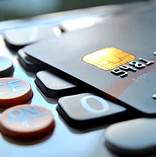 Business banking debit card and calculator